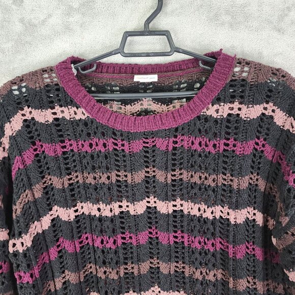 Womens LuLaRoe Striped Open Knit Mariah Sweater Round Neck Long Sleeve Size 3XL - Picture 4 of 11